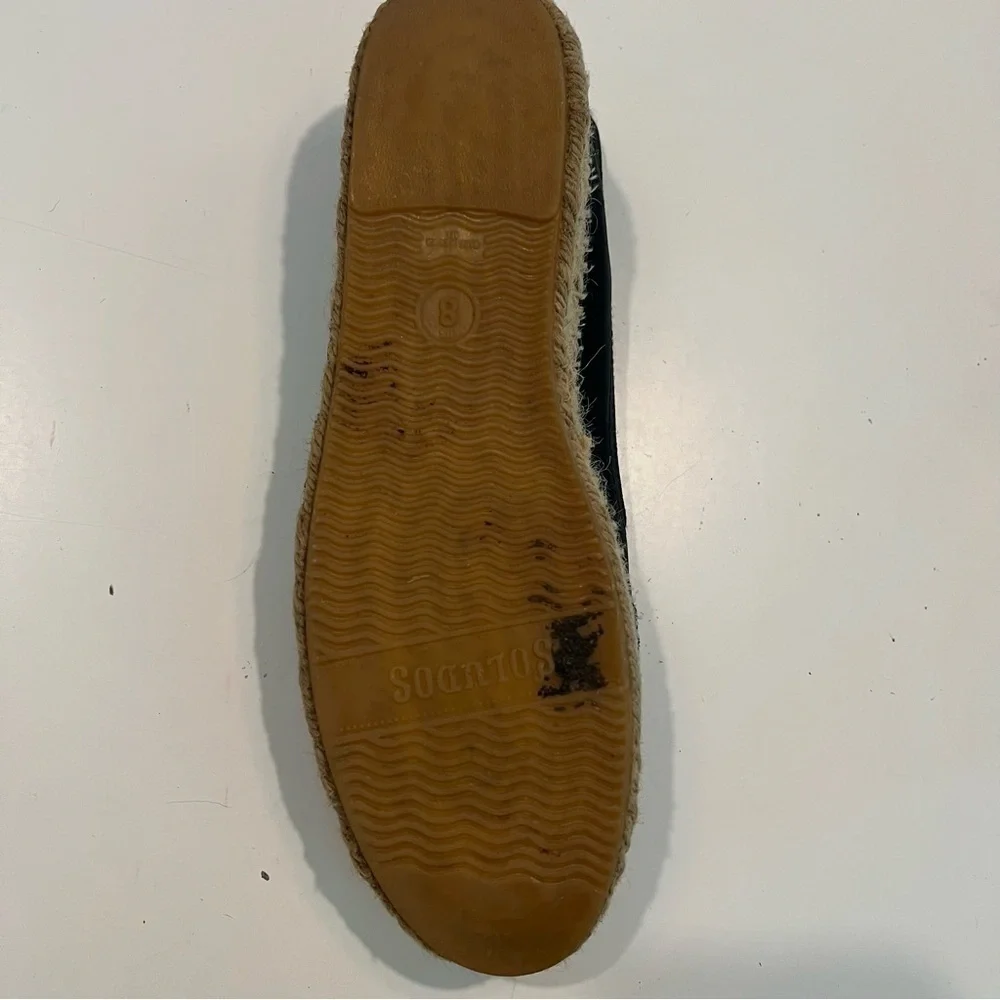 BLACK leather soludos espadrilles